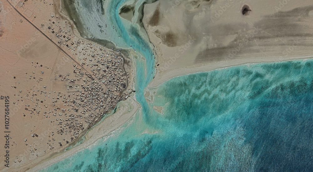 The sandy coast of Qatar in the Persian Gulf