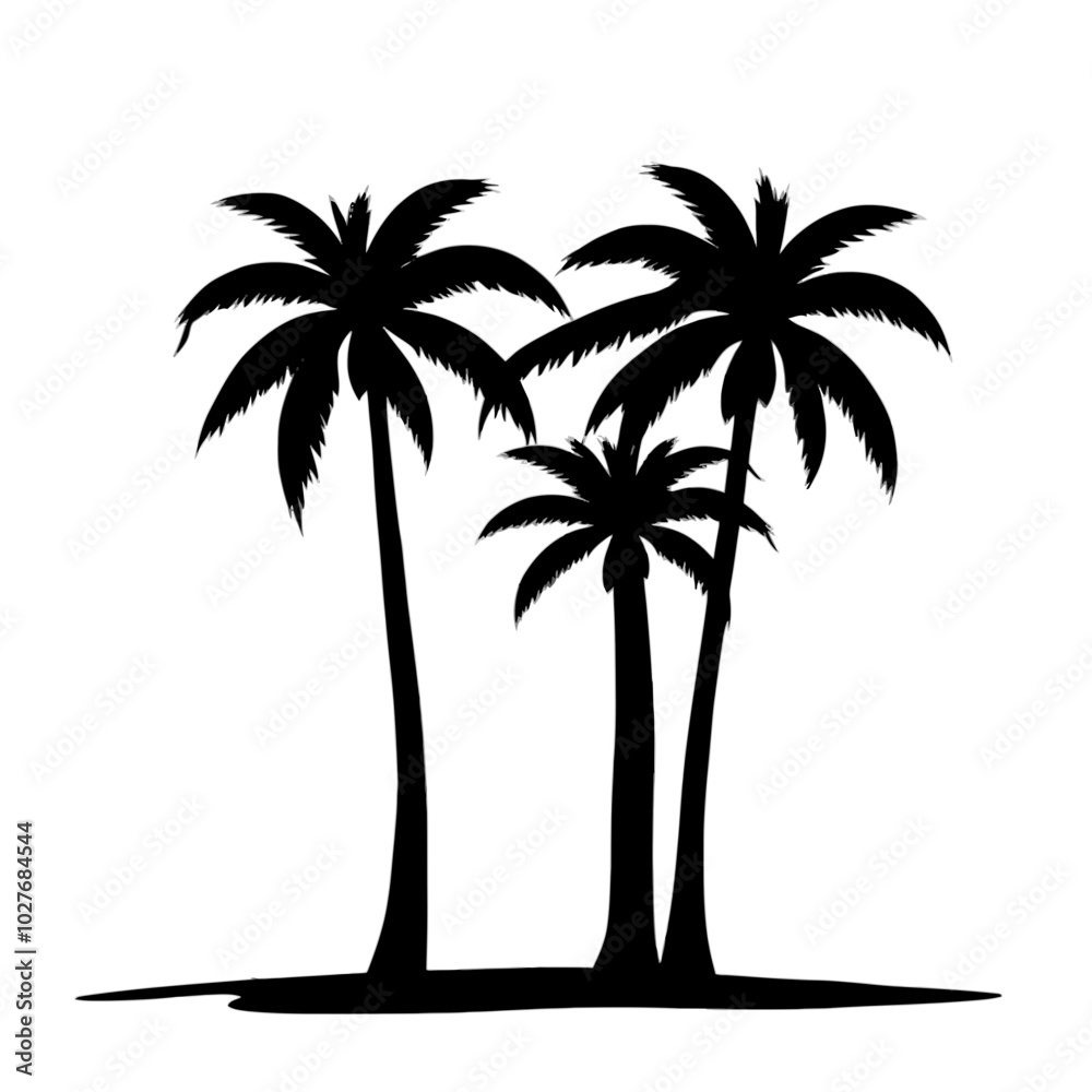 Silhouette of three palm trees with a transparent background Silhouette of three palm trees with a transparent background