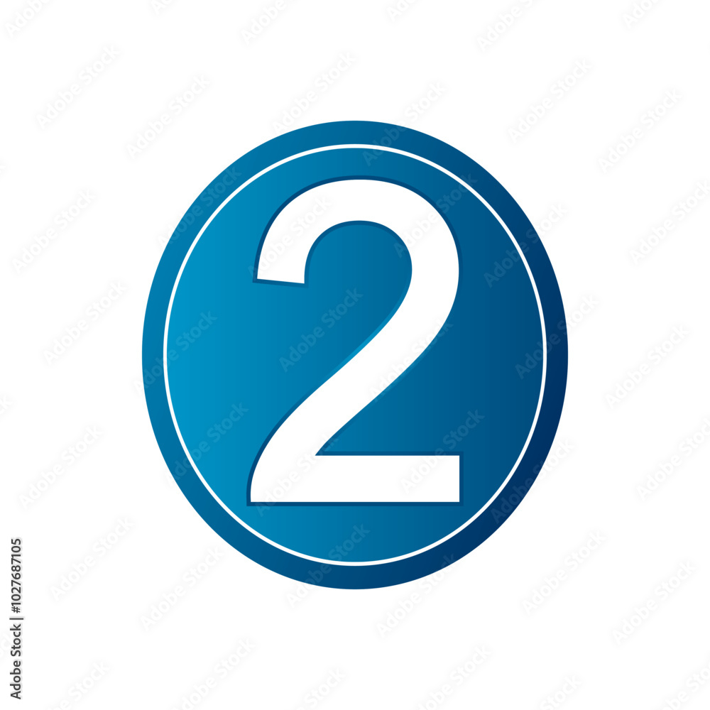 Button with number two on white background. Vector illustration. Button with number two on white background. Vector illustration.