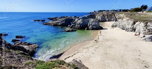 Tableau sur toile Panorama sur une plage du Le Pouliguen, Loire-Atlantique, France