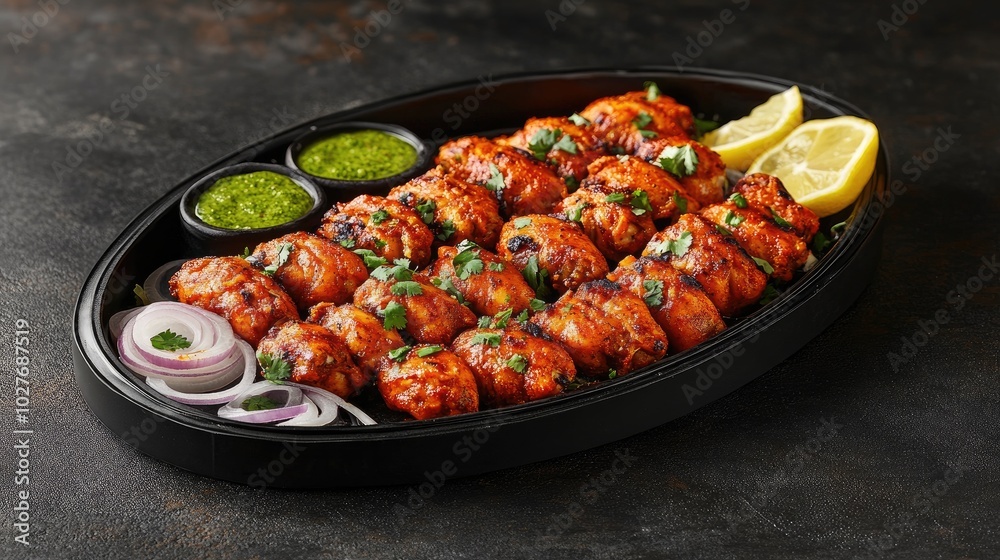 Grilled Chicken Platter with Spices and Sides Grilled Chicken Platter with Spices and Sides