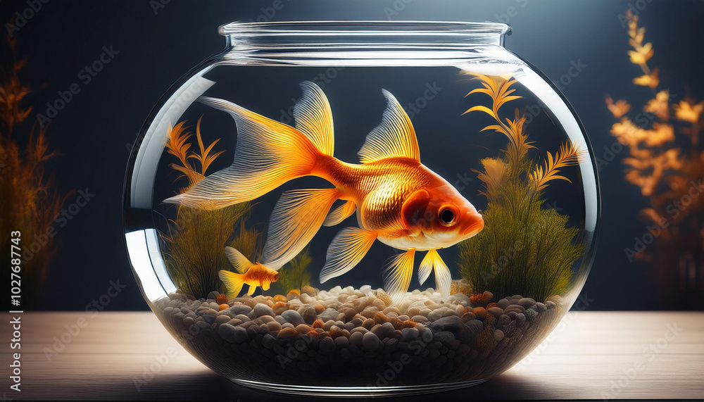goldfish in a bowl,Goldfish jumps from a bowl in a bright indoor setting.Vibrant orange goldfish swimming in a glass bowl on table, peaceful aquatic scene with plants, indoor fish tank decor goldfish in a bowl,Goldfish jumps from a bowl in a bright indoor setting.Vibrant orange goldfish swimming in a glass bowl on table, peaceful aquatic scene with plants, indoor fish tank decor