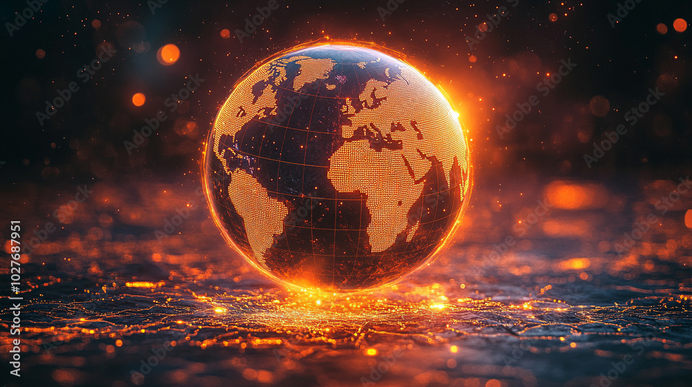 holographic globe displaying a world map illuminated by glowing data points, symbolizing global connectivity, technological advancement, and the digital representation of geographic information holographic globe displaying a world map illuminated by glowing data points, symbolizing global connectivity, technological advancement, and the digital representation of geographic information