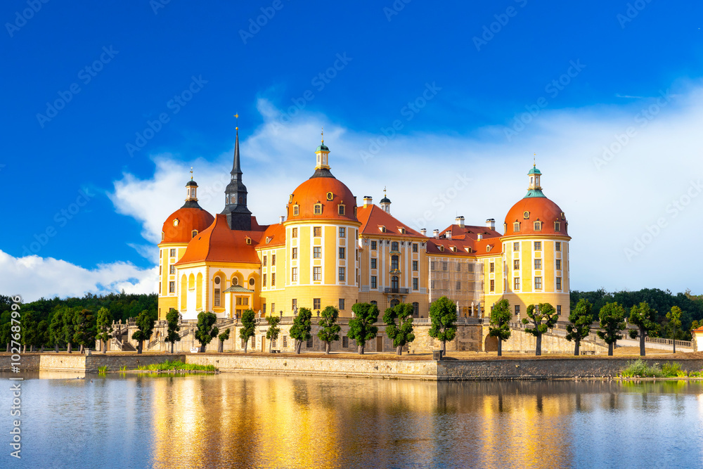 Beautiful view of Moritzburg Castle in Saxony, Germany
