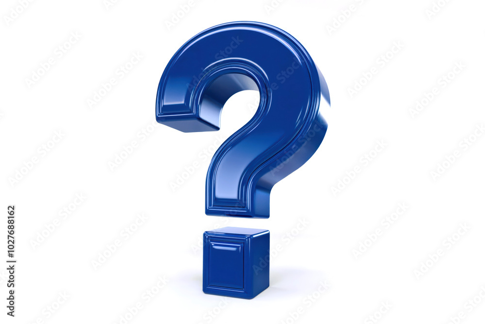 3D Royal Blue Question Mark with Glossy Smooth Polished Finish 3D Royal Blue Question Mark with Glossy Smooth Polished Finish