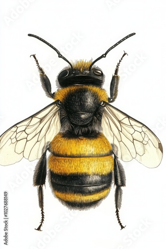 Close-up view of a bee showcasing its intricate features and textures in high...