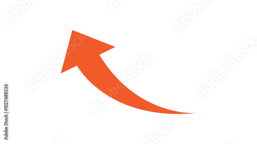 Free Download An orange curved arrow icon indicating upward progress and success isolated on a white background for digital business presentations. - GFXLoad