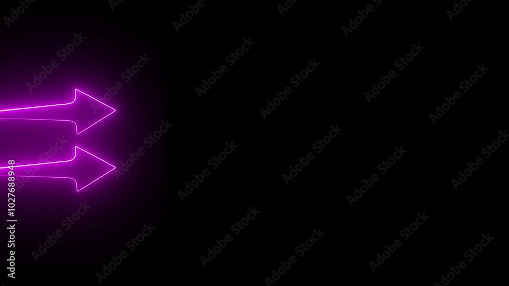 Neon direction arrow symbol. Arrow indicate the direction.