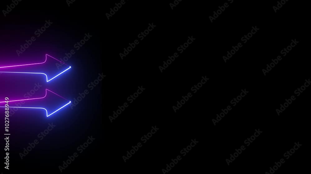 Neon direction arrow symbol. Arrow indicate the direction.