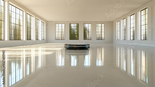3D Illustration of a Modern Interior with a Platform in the Center