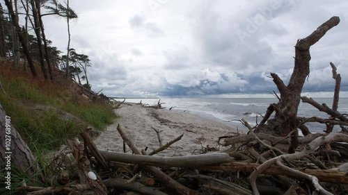 Weststrand Fischland Darss bei bewölktem Himmel und wenig Wind
