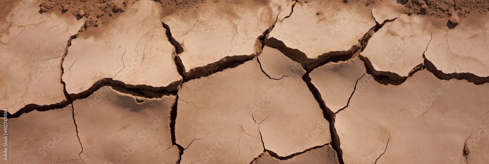 Close-up image of cracked, parched earth illustrating the harshness and severity of drought, representing climate challenges and environmental impact on our planet. Close-up image of cracked, parched earth illustrating the harshness and severity of drought, representing climate challenges and environmental impact on our planet.