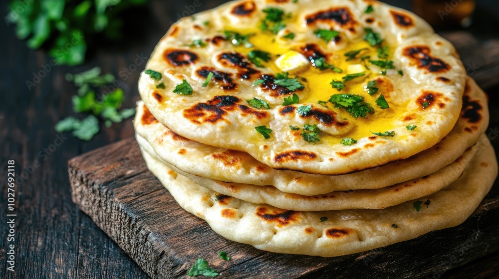 Delicious Flatbread with Herb Infusion and Butter Drizzle Delicious Flatbread with Herb Infusion and Butter Drizzle