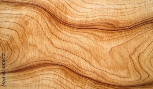 Close-up of a light brown wood grain with a wavy pattern.