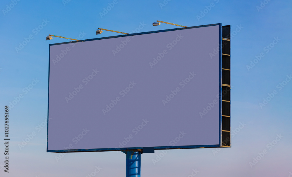 billboard along the highway on a winter snow day. Background for design and advertising. billboard along the highway on a winter snow day. Background for design and advertising.