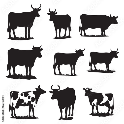 dairy cow silhouette vector design Collection Ai generated