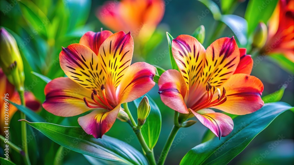 Alstroemeria Flowers on Light Background - Nature's Beauty in Floral Photography