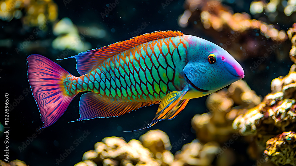 Vibrant fish swimming in a coral reef habitat. Vibrant fish swimming in a coral reef habitat.