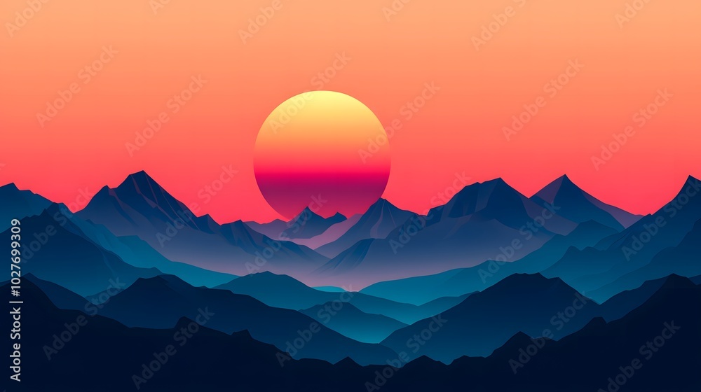 Sunset Over Mountain Ranges Sunset Over Mountain Ranges