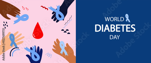 World Diabetes day abstract banner. Diabetes Day design for banner, poster, flyer. vector  flat hand drawn illustration.