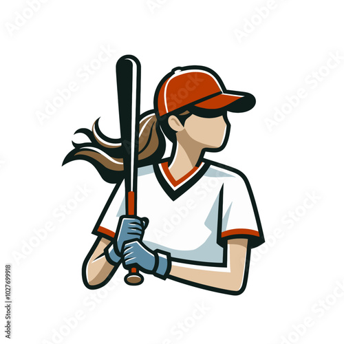 Baseball player isolated vector illustration. Modern style mascot.