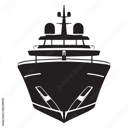 vector illustration of a cruise ship boat yacht silhouette icon sign symbol water transport travel vehicle logo