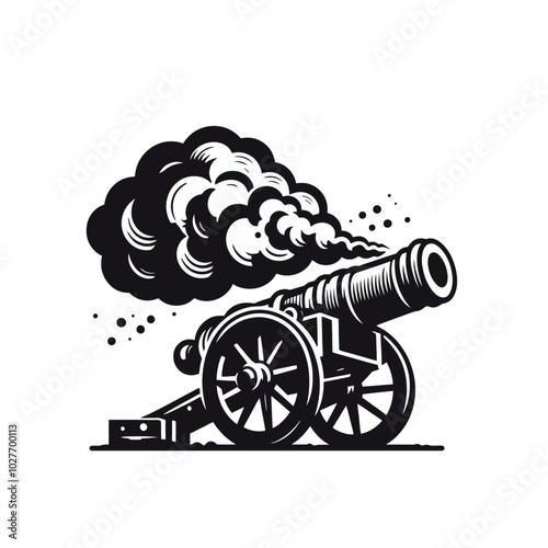 Vintage cannon  isolated vector illustration	