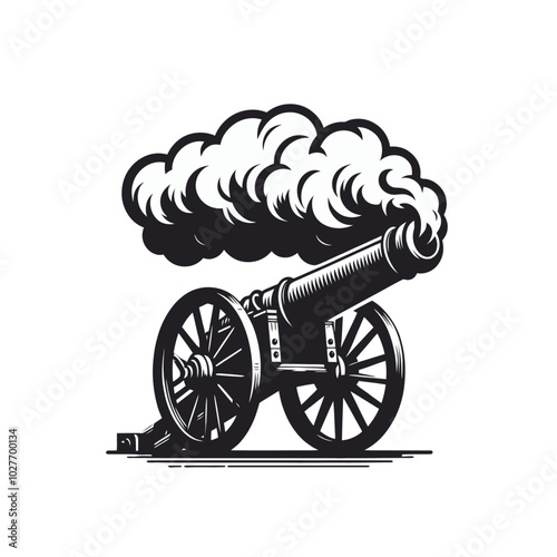 Vintage cannon  isolated vector illustration	