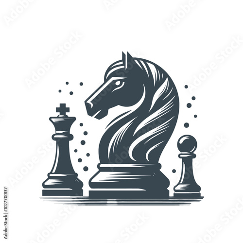 Horse chess figure isolated vector illustration