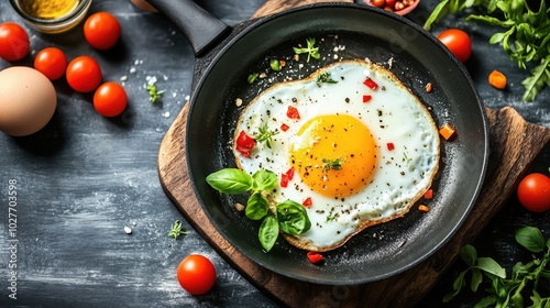 Wallpaper Mural Cooking sunny-side-up eggs in a frying pan Torontodigital.ca