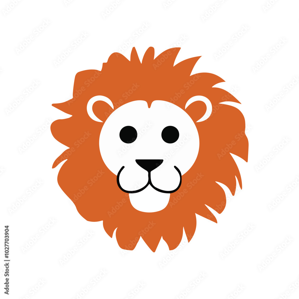 Obraz premium Simple Minimalist Funny Lion Vector – Colorful Design on White Background