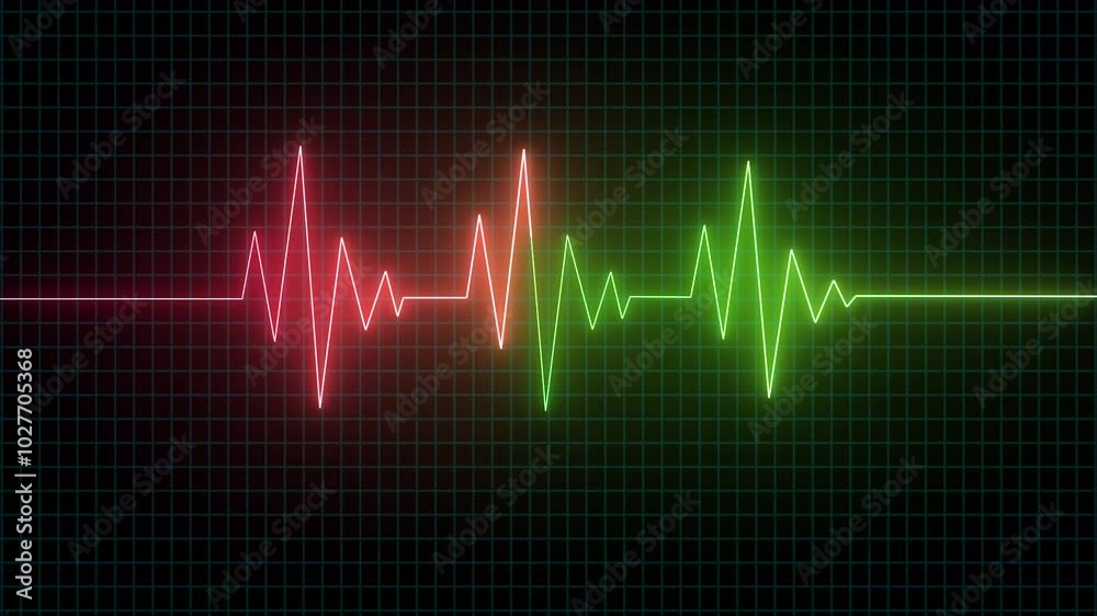 Heart beat icon ekg and cardio symbol. .Pulse rate vector. Flat style vector illustration. Neon heartrate sign with red green glows on grit background Heart beat icon ekg and cardio symbol. .Pulse rate vector. Flat style vector illustration. Neon heartrate sign with red green glows on grit background