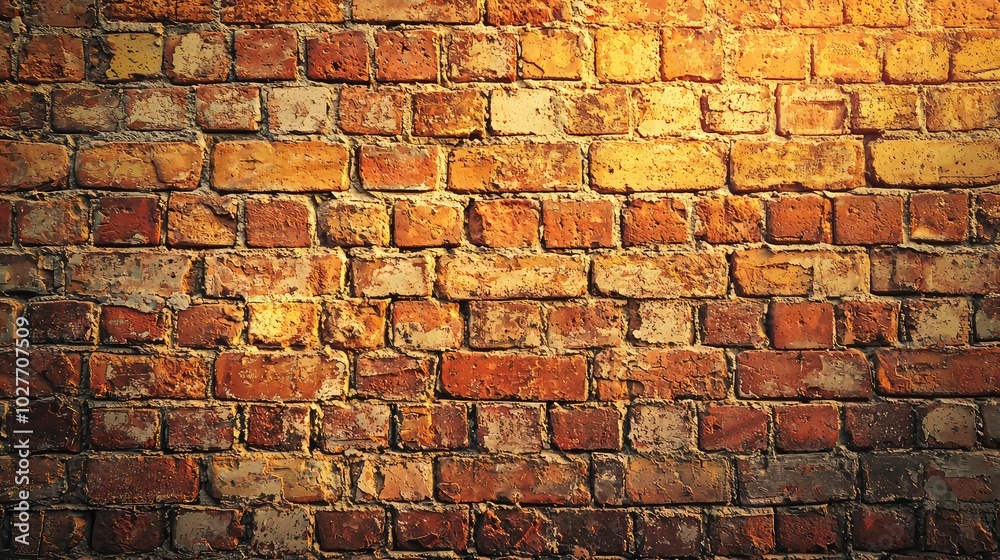 Naklejka premium Captivating Sunset Light on Illuminating Brick Wall