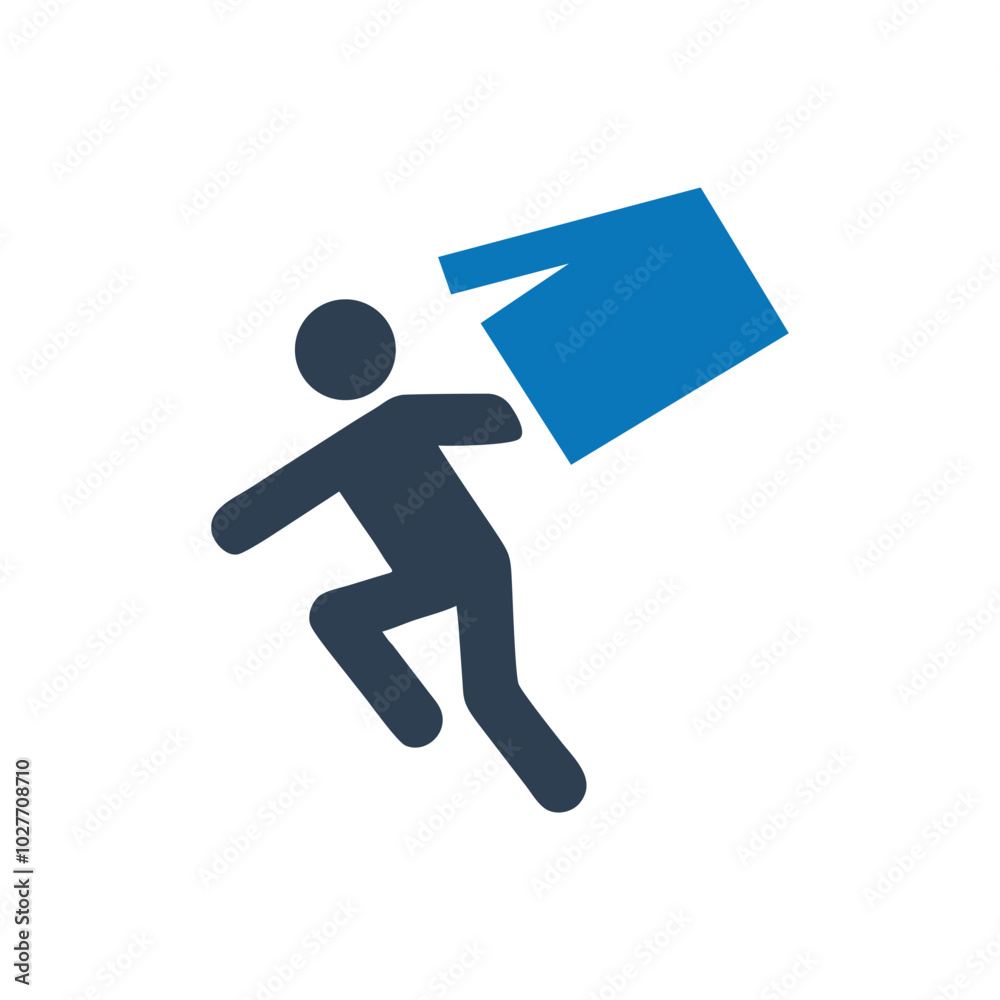 Fall Off Ledge Vector Icon on white background Fall Off Ledge Vector Icon on white background