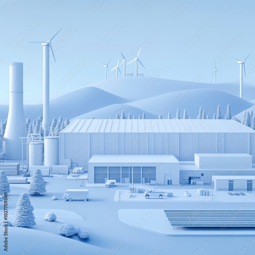 Obraz premium a city with wind turbines and buildings in the background