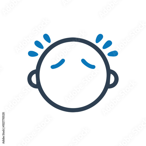 Baby Crying infant with tears icon on white background