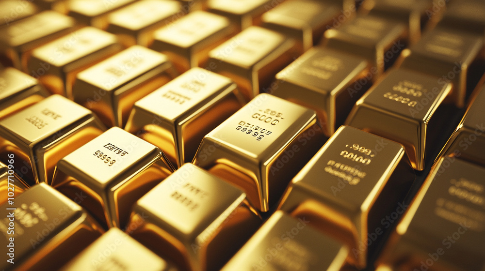 pure gold bars arranged neatly, symbolizing wealth, success, and financial stability. Represents luxury, prosperity, investment, and the allure of tangible assets pure gold bars arranged neatly, symbolizing wealth, success, and financial stability. Represents luxury, prosperity, investment, and the allure of tangible assets
