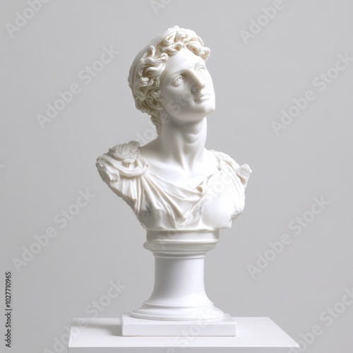 a white marble bust of a man on a pedestal