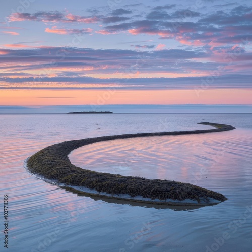 a long curved line of water in the ocean photo