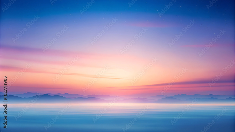 Fototapeta premium Mountain and Water Landscape at Sunset with Pastel Sky Reflection
