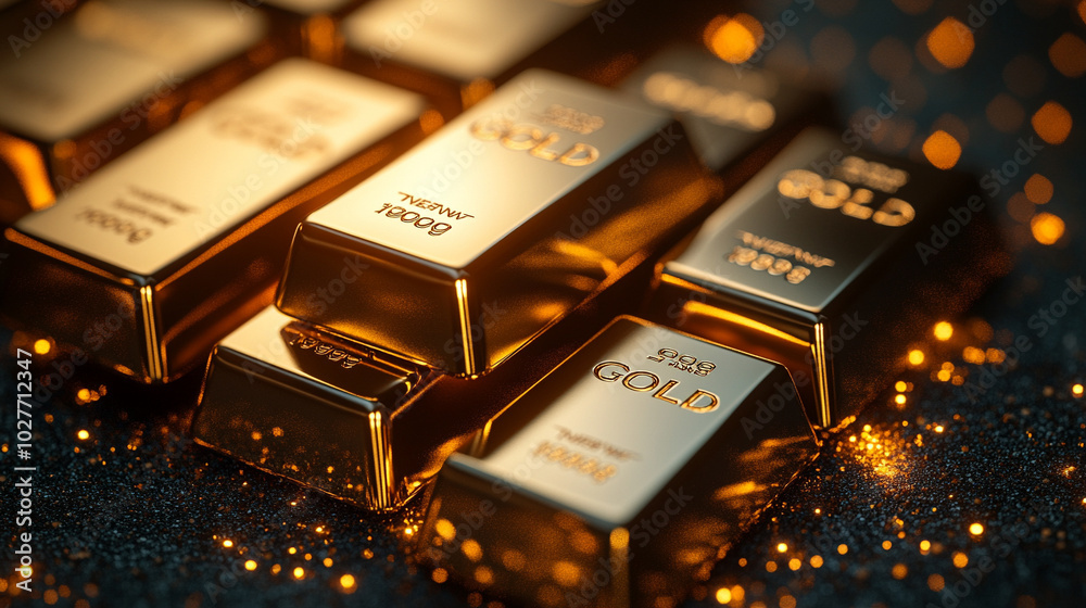 pure gold bars arranged neatly, symbolizing wealth, success, and financial stability. Represents luxury, prosperity, investment, and the allure of tangible assets pure gold bars arranged neatly, symbolizing wealth, success, and financial stability. Represents luxury, prosperity, investment, and the allure of tangible assets