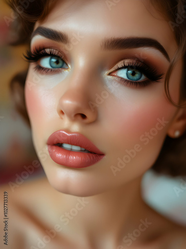 portrait of a woman with shiniy makeup