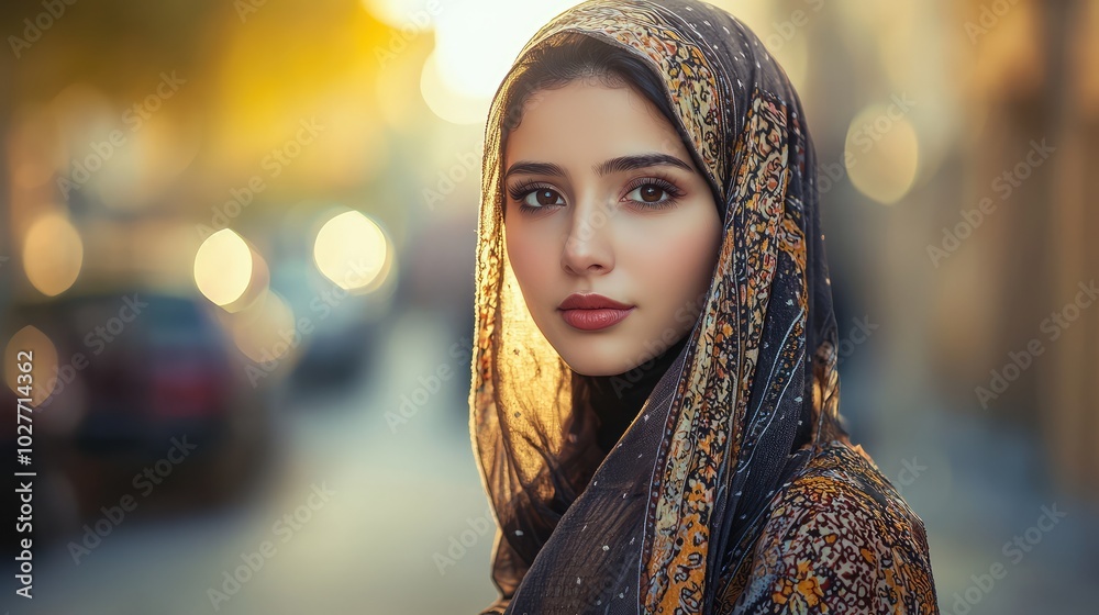 Portrait of a Young Arab Woman in Scenic Light Portrait of a Young Arab Woman in Scenic Light