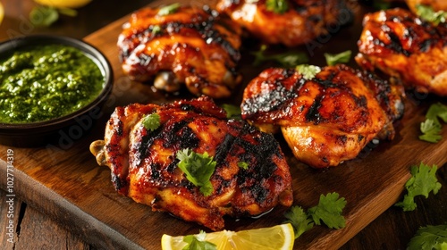 Grilled Chicken with Herbs and Spicy Sauce