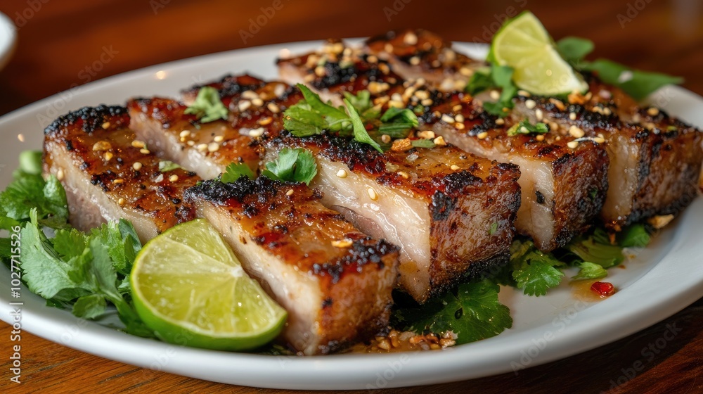 Grilled Pork with Lime and Herbs Presentation Grilled Pork with Lime and Herbs Presentation