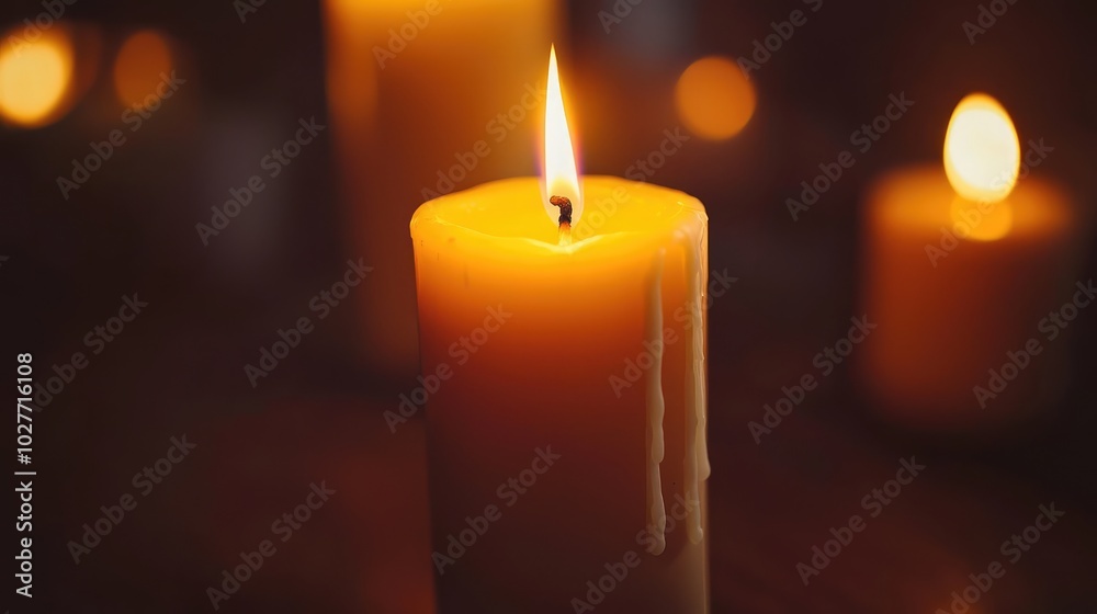 Flickering Candle Flame in Soft Light Flickering Candle Flame in Soft Light
