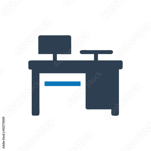 Working Desk Icon on white background