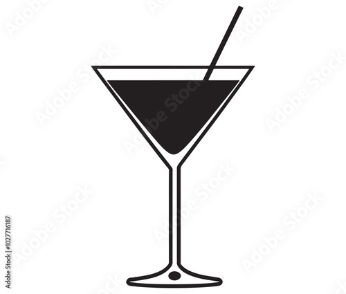 Wallpaper Mural Cocktail glass icon, Martini glass with ice, Silhouette alcohol vector Torontodigital.ca