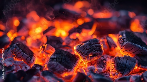 Glowing Fire Pit Coals in Warm Ambiance