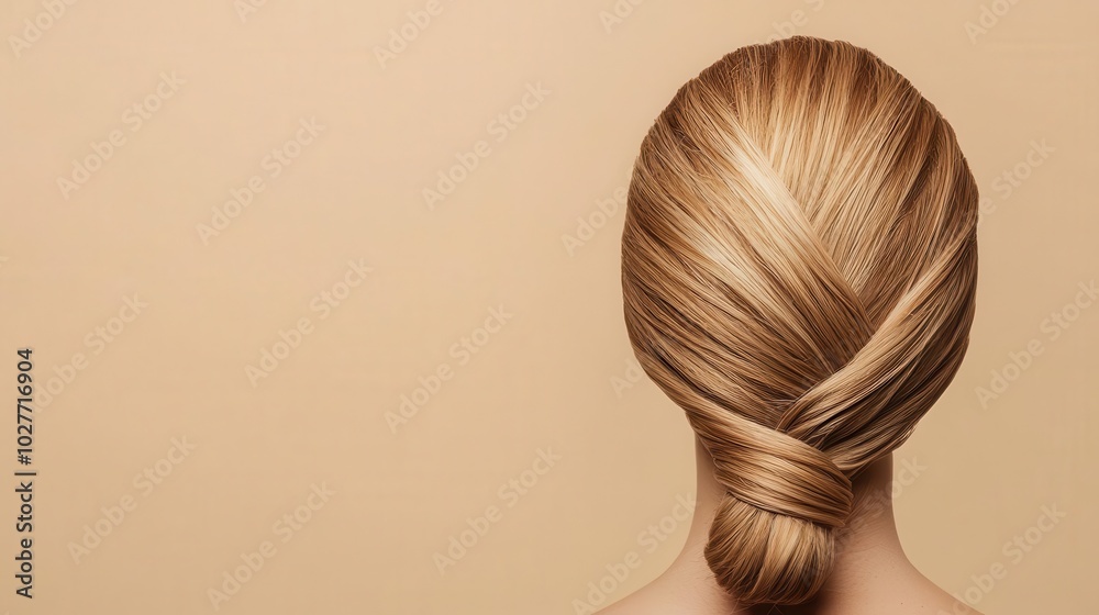 Fototapeta premium Hair tied up in a protective braid for overnight care, haircare inspiration, keeping hair healthy